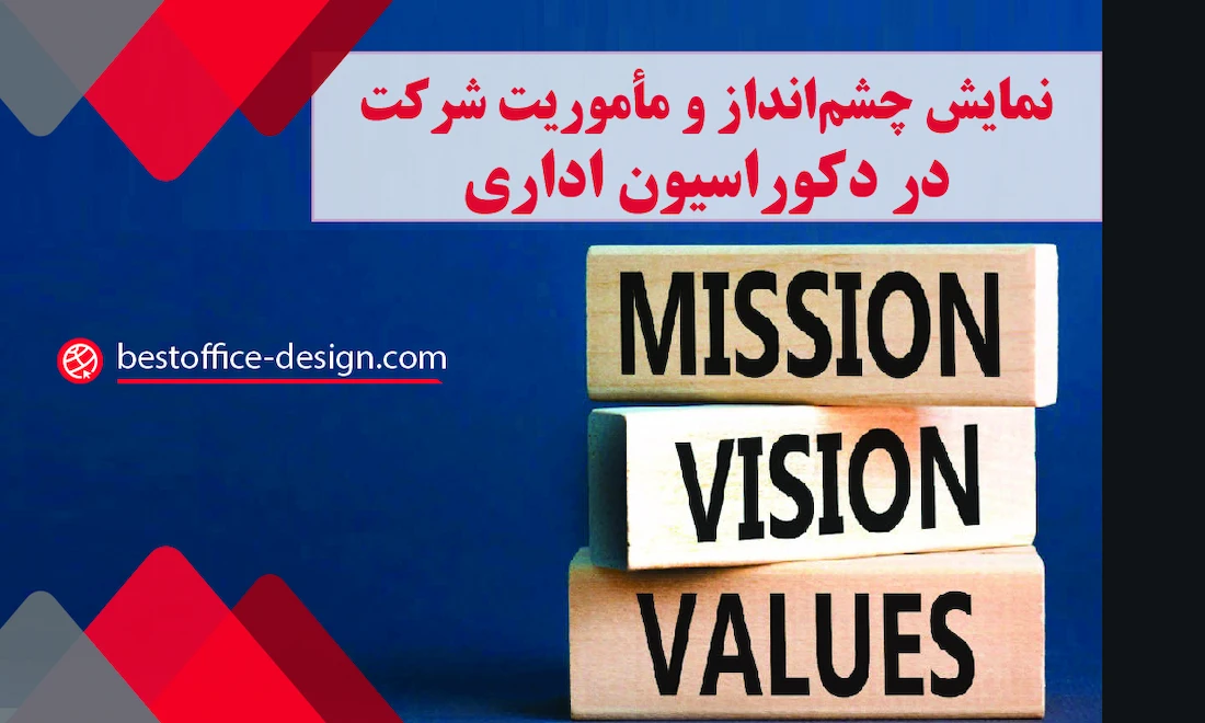نمایش چشم انداز و مأموریت شرکت در دکوراسیون اداری
