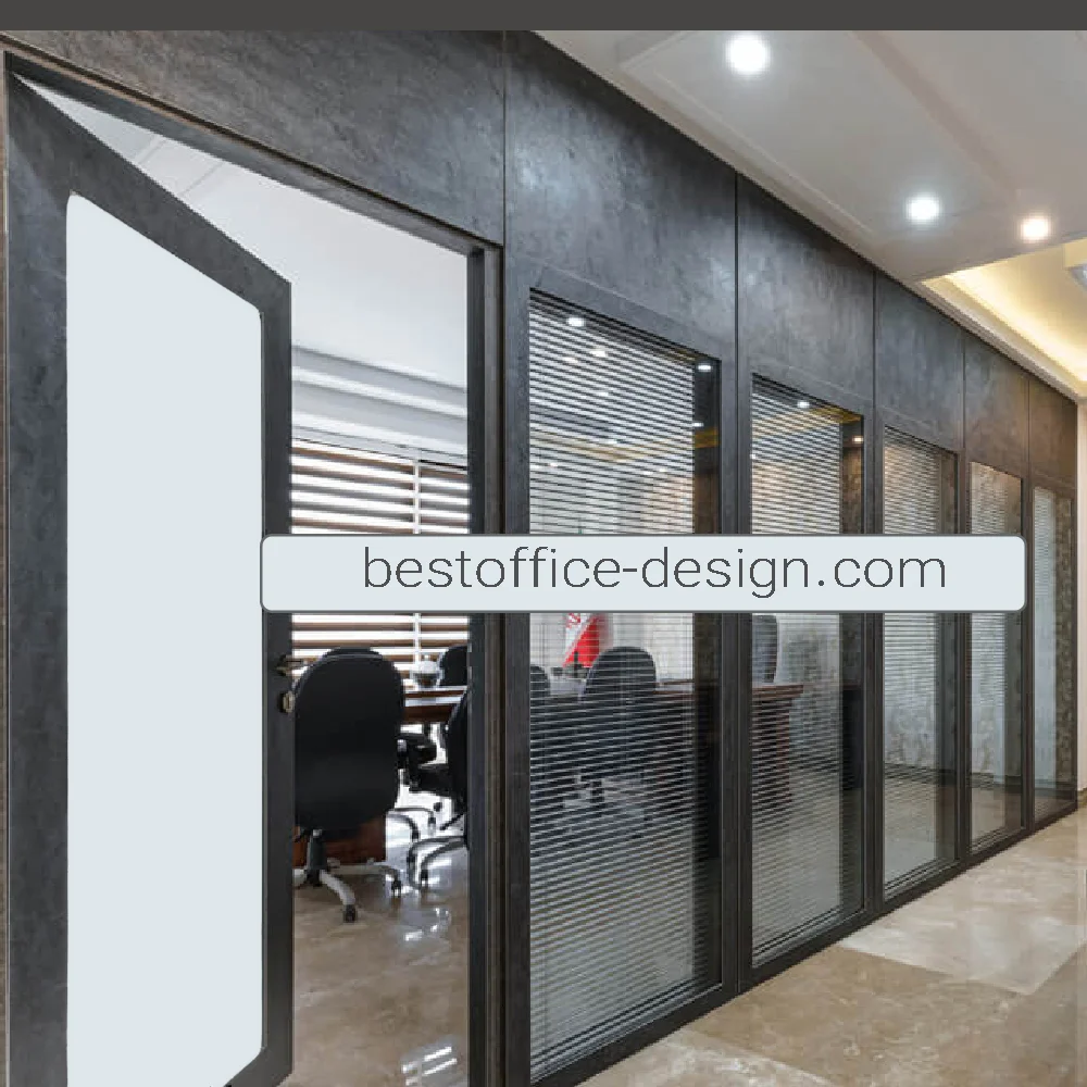 پارتیشن دوجداره ام دی اف و شیشه با پرده کرکره ای پارتیشن دوجداره ام دی اف و شیشه با پرده کرکره ای